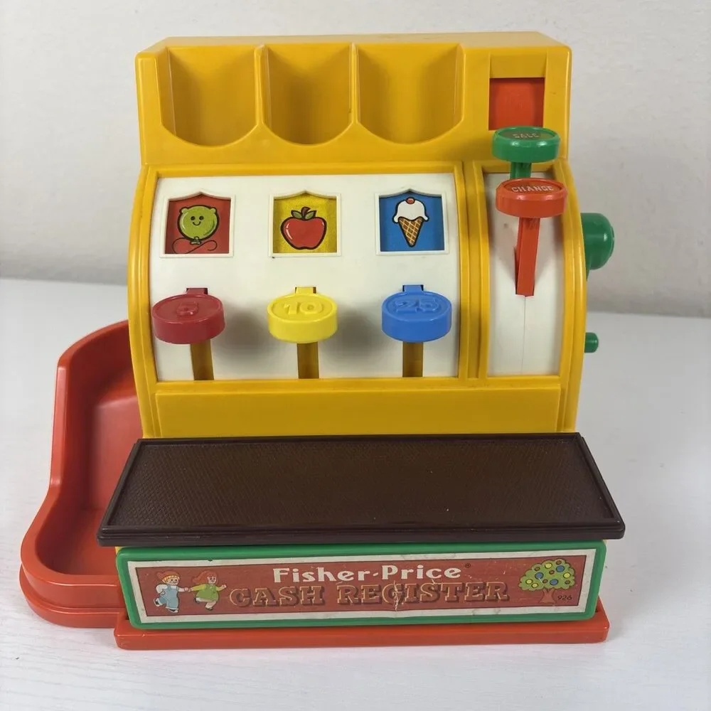 Vintage Fisher Price Cash Register 926 With Working Bell and Drawer - No Coins